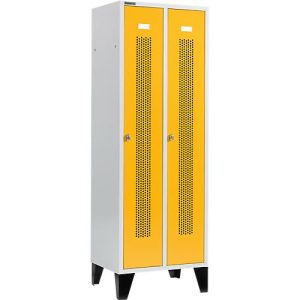 Schäfer Shop Select Kleiderspind, mit gelochten Streifen, 2 Abteile, 300 mm, mit Füßen, Drehriegelverschluss, Tür rapsgelb Schäfer Shop Select Kleiderspind, mit gelochten Streifen, 2 Abteile, 300 mm, mit Füßen, Drehriegelverschluss, Tür rapsgelb
