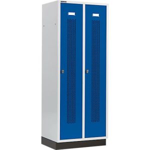 Schäfer Shop Select Kleiderspind, mit gelochten Streifen, 2 Abteile, 400 mm, mit Sockel, Drehriegelverschluss, Tür enzianblau Schäfer Shop Select Kleiderspind, mit gelochten Streifen, 2 Abteile, 400 mm, mit Sockel, Drehriegelverschluss, Tür enzianblau