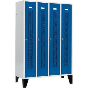 Schäfer Shop Select Kleiderspind mit gelochten Streifen, 4 Abteile, mit Füßen, Drehriegelverschluss, Tür enzianblau Schäfer Shop Select Kleiderspind mit gelochten Streifen, 4 Abteile, mit Füßen, Drehriegelverschluss, Tür enzianblau