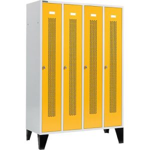 Schäfer Shop Select Kleiderspind mit gelochten Streifen, 4 Abteile, mit Füßen, Drehriegelverschluss, Tür rapsgelb Schäfer Shop Select Kleiderspind mit gelochten Streifen, 4 Abteile, mit Füßen, Drehriegelverschluss, Tür rapsgelb