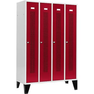 Schäfer Shop Select Kleiderspind mit gelochten Streifen, 4 Abteile, mit Füßen, Zylinderschloss, Tür rubinrot Schäfer Shop Select Kleiderspind mit gelochten Streifen, 4 Abteile, mit Füßen, Zylinderschloss, Tür rubinrot