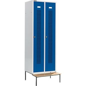 Schäfer Shop Select Kleiderspind, mit Sitzbank, 2 Abteile, 300 mm, Drehriegelverschluss, Tür enzianblau Schäfer Shop Select Kleiderspind, mit Sitzbank, 2 Abteile, 300 mm, Drehriegelverschluss, Tür enzianblau