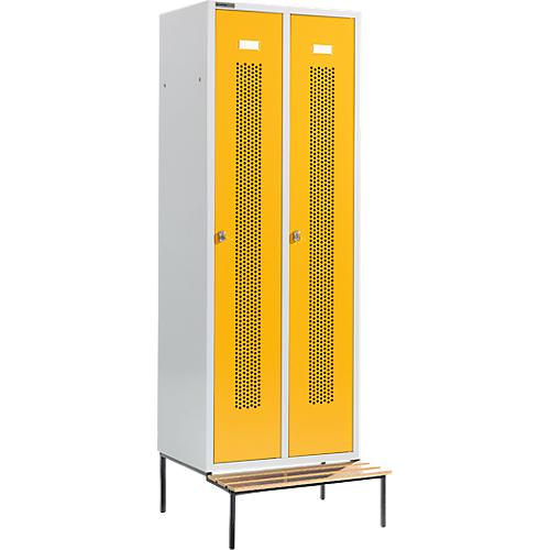 Schäfer Shop Select Kleiderspind, mit Sitzbank, 2 Abteile, 300 mm, Drehriegelverschluss,Tür rapsgelb
