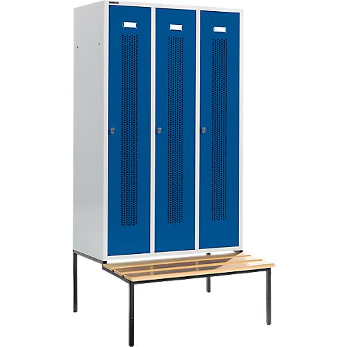Schäfer Shop Select Kleiderspind, mit Sitzbank, 3 Abteile, 400 mm, Drehriegelverschluss, Tür enzianblau