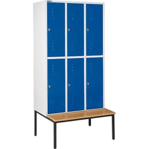 Schäfer Shop Select Kleiderspind, mit Sitzbank, 3×2 Abteile, 400mm, Drehriegelverschluss, Tür enzianblau Schäfer Shop Select Kleiderspind, mit Sitzbank, 3×2 Abteile, 400mm, Drehriegelverschluss, Tür enzianblau