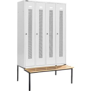 Schäfer Shop Select Kleiderspind, mit Sitzbank, 4 Abteile, 300 mm, Drehriegelverschluss, Tür lichtgrau Schäfer Shop Select Kleiderspind, mit Sitzbank, 4 Abteile, 300 mm, Drehriegelverschluss, Tür lichtgrau