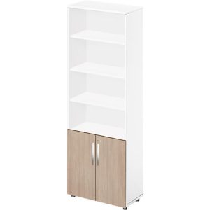 Schäfer Shop Select Kombischrank LOGIN, oben 4 Regale, unten 2 Ordnerhöhen mit Türen, B 800 x T 420 x H 2240 mm, weiß/Eiche Schäfer Shop Select Kombischrank LOGIN, oben 4 Regale, unten 2 Ordnerhöhen mit Türen, B 800 x T 420 x H 2240 mm, weiß/Eiche