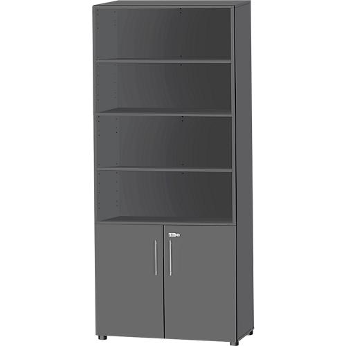 Schäfer Shop Select Kombischrank Start Off, 6 OH, 2 OH mit Tür, abschließbar, B 800 x T 420 x H 2240 mm, graphit/graphit