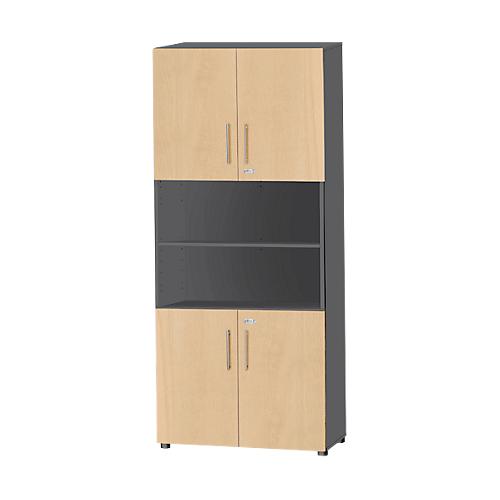 Schäfer Shop Select Kombischrank Start Off, 6 OH, 4 OH m. Tür, abschließbar, B 800 x T 420 x H 2240 mm, graphit/ahorn