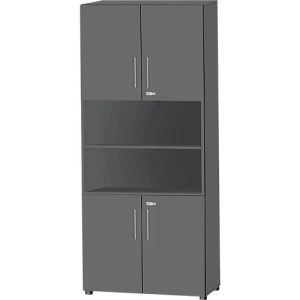 Schäfer Shop Select Kombischrank Start Off, 6 OH, 4 OH m. Tür, abschließbar, B 800 x T 420 x H 2240 mm, graphit/graphit
