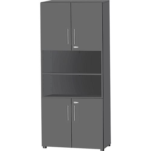 Schäfer Shop Select Kombischrank Start Off, 6 OH, 4 OH m. Tür, abschließbar, B 800 x T 420 x H 2240 mm, graphit/graphit
