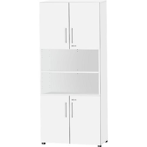 Schäfer Shop Select Kombischrank Start Off, 6 OH, 4 OH m. Tür, abschließbar, B 800 x T 420 x H 2240 mm, weiß/weiß