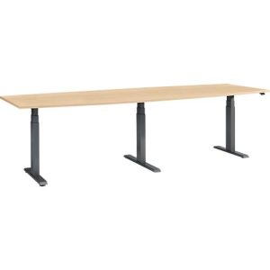 Schäfer Shop Select Konferenztisch ERGO-T 2.0 Big, bis 8 Personen, elektrisch höhenverstellbar, Tonne, T-Fuß, B 2800 mm, Ahorn/anthrazit