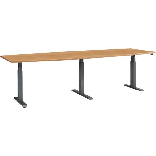Schäfer Shop Select Konferenztisch ERGO-T 2.0 Big, bis 8 Personen, elektrisch höhenverstellbar, Tonne, T-Fuß, B 2800 mm, Buche/anthrazit