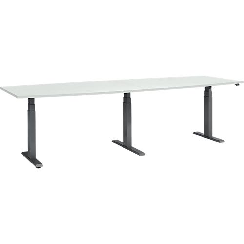 Schäfer Shop Select Konferenztisch ERGO-T 2.0 Big, bis 8 Personen, elektrisch höhenverstellbar, Tonne, T-Fuß, B 2800 mm, lichtgrau/anthrazit