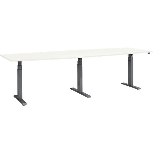 Schäfer Shop Select Konferenztisch ERGO-T 2.0 Big, bis 8 Personen, elektrisch höhenverstellbar, Tonne, T-Fuß, B 2800 mm, weiß/anthrazit