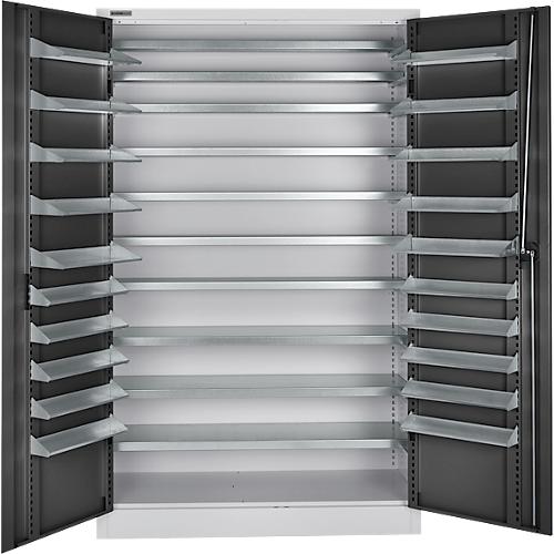 Schäfer Shop Select Magazinschrank, 10 Fachböden, ohne Ausstattung, B 1200 x T 500 x H 1935 mm, Stahl, weißaluminium/anthrazitgrau