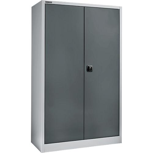 Schäfer Shop Select Materialschrank, abschließbar, 4 verzinkte Böden, 5 OH, B 1200 x T 400 x H 1935 mm, Stahl, weißaluminium/anthrazitgrau