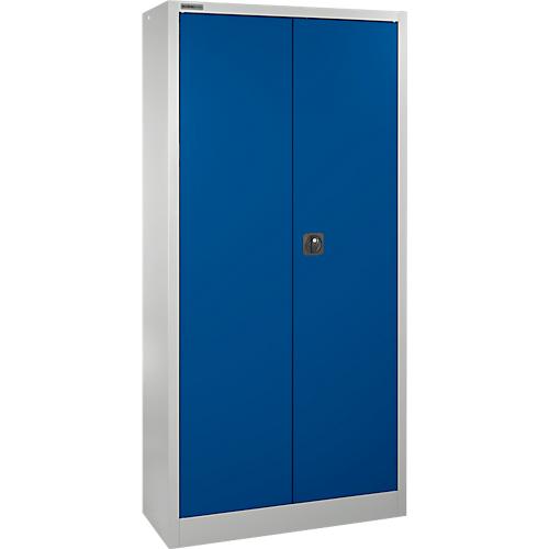Schäfer Shop Select Materialschrank MS 2409, mit Lochrasterwänden auf ganzer Höhe, bis 50 kg/Fachboden, B 950 x T 400 x H 1935 mm, lichtgrau/enzianblau
