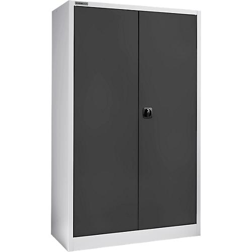 Schäfer Shop Select Materialschrank MSI 2512, 5 Ordnerhöhen, 4 Zwischenböden, Zylinderschloss, B 1200 x T 500 x H 1935 mm, weißaluminium/anthrazitgrau
