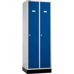 Schäfer Shop Select Materialspind m. Sockel, Zylinderschloss, lichtgrau/enzianblau