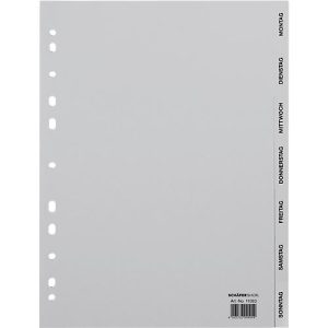 Schäfer Shop Select Ordnerregister, für DIN A4, kalendarisch, Mon-Son, 7 Fächer, Polypropylen, grau Schäfer Shop Select Ordnerregister, für DIN A4, kalendarisch, Mon-Son, 7 Fächer, Polypropylen, grau