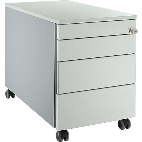 Schäfer Shop Select Rollcontainer 1233, mit Griffnut, B 435 x H 567 mm, weißalu/lichtgrau/lichtgrau