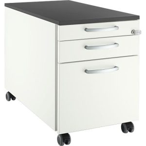 Schäfer Shop Select Rollcontainer 126, 1 Utensilienauszug, 1 Hängeregistratur-Auszug, 1 Schublade, Griff rund, B 435 x T 765 x H 577 mm, weiß/graphit
