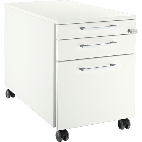 Schäfer Shop Select Rollcontainer 126, 3 Schübe, Griff eckig, weiß/weiß