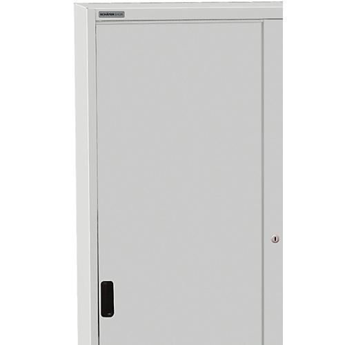 Schäfer Shop Select Schiebetürenschrank, mit 4 Einlegeböden, B 950 x T 400 x H 1950 mm, Stahl, lichtgrau