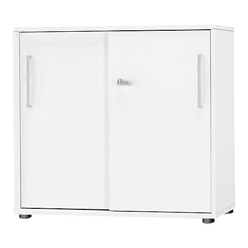 Schäfer Shop Select Schiebetürenschrank SET UP, abschließbar, 2 Ordnerhöhen, B 800 x T 420 x H 788 mm, weiß/weiß