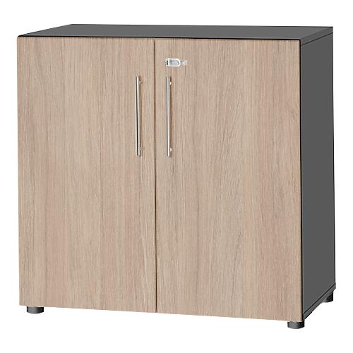 Schäfer Shop Select Schrank Start Off, 2 OH, abschließbar, B 800 x T 420 x H 788 mm, Holz, graphit/Eiche-Dekor