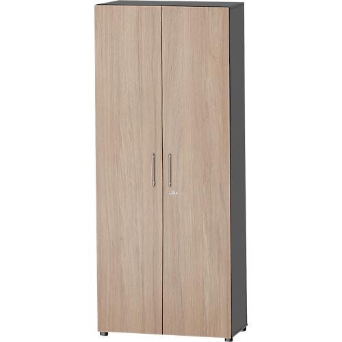 Schäfer Shop Select Schrank Start Off, 6 OH, abschließbar, B 800 x T 420 x H 2240 mm, Holz, graphit/eiche