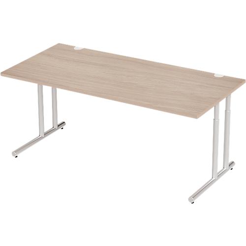 Schäfer Shop Select Schreibtisch COMBITEC, Rechteck, C-Fuß, B 1800 x T 800 x H 677-817 mm, Eiche/weißaluminium