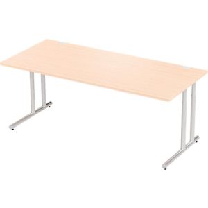 Schäfer Shop Select Schreibtisch COMBITEC, Rechteck, C-Fuß, B 2000 x T 1000 x H 677-817 mm, Ahorn/weißaluminium Schäfer Shop Select Schreibtisch COMBITEC, Rechteck, C-Fuß, B 2000 x T 1000 x H 677-817 mm, Ahorn/weißaluminium