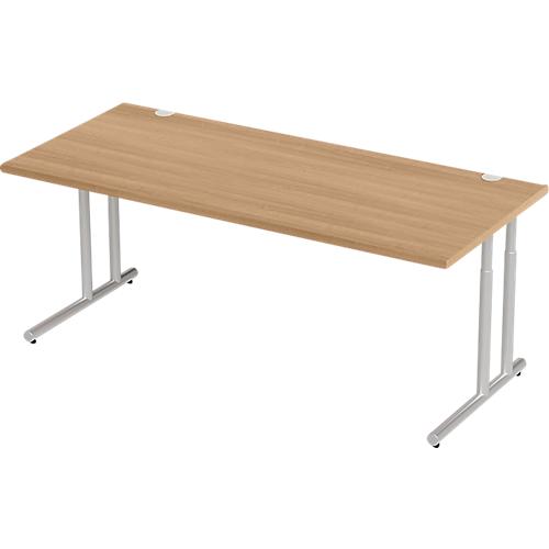 Schäfer Shop Select Schreibtisch COMBITEC, Rechteck, C-Fuß, B 2000 x T 1000 x H 677-817 mm, Kirsche Romana/weißaluminium