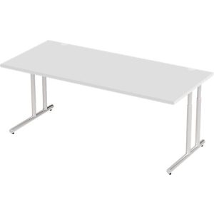 Schäfer Shop Select Schreibtisch COMBITEC, Rechteck, C-Fuß, B 2000 x T 1000 x H 677-817 mm, lichtgrau/weißaluminium Schäfer Shop Select Schreibtisch COMBITEC, Rechteck, C-Fuß, B 2000 x T 1000 x H 677-817 mm, lichtgrau/weißaluminium