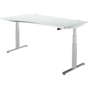 Schäfer Shop Select Schreibtisch DRIVE UP 2, elektrisch höhenverstellbar, Freiform, Ansatz links, T-Fuß, B 1800 mm, lichtgrau/weißalu Schäfer Shop Select Schreibtisch DRIVE UP 2, elektrisch höhenverstellbar, Freiform, Ansatz links, T-Fuß, B 1800 mm, lichtgrau/weißalu