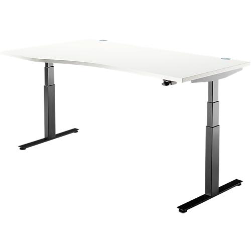 Schäfer Shop Select Schreibtisch DRIVE UP 2, elektrisch höhenverstellbar, Freiform, Ansatz links, T-Fuß, B 1800 mm, weiß/schwarz