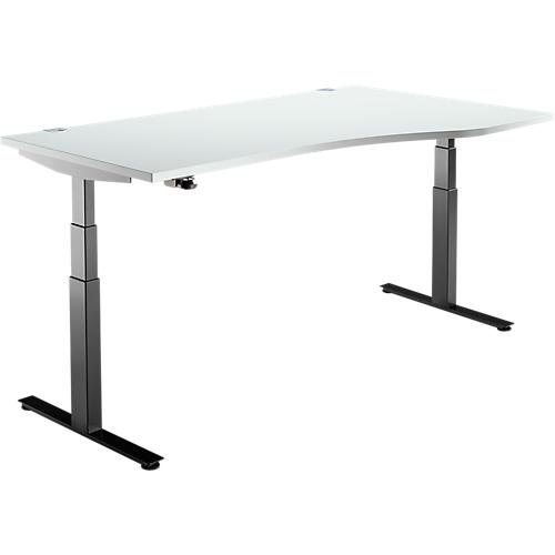 Schäfer Shop Select Schreibtisch DRIVE UP 2, elektrisch höhenverstellbar, Freiform, Ansatz rechts, T-Fuß, B 1800 mm, lichtgrau/schwarz