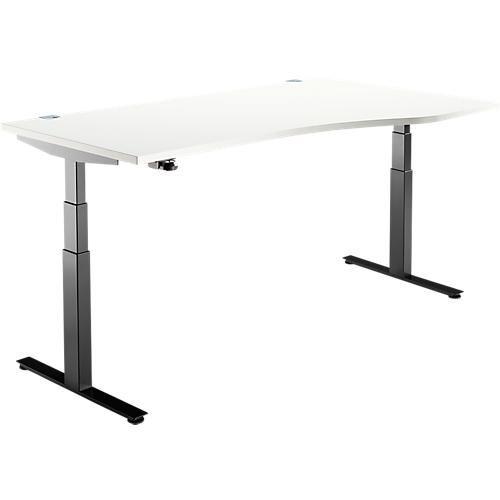 Schäfer Shop Select Schreibtisch DRIVE UP 2, elektrisch höhenverstellbar, Freiform, Ansatz rechts, T-Fuß, B 1800 mm, weiß/schwarz