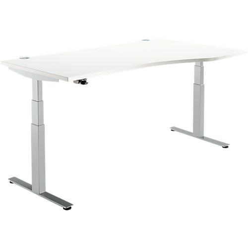 Schäfer Shop Select Schreibtisch DRIVE UP 2, elektrisch höhenverstellbar, Freiform, Ansatz rechts, T-Fuß, B 1800 mm, weiß/weißalu