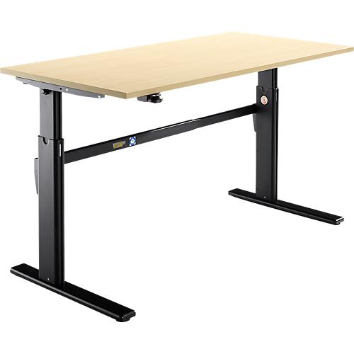Schäfer Shop Select Schreibtisch, elektrisch höhenverstellbar, Rechteck, C-Fuß, B 1600 x T 800 x H 725-1185 mm, Ahorn/schwarz