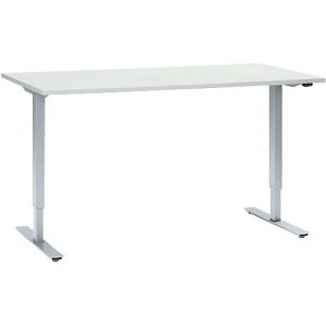 Schäfer Shop Select Schreibtisch, elektrisch höhenverstellbar, Rechteck, T-Fuß, B 1600 x T 800 x H 705-1205 mm, lichtgrau/weißaluminium Schäfer Shop Select Schreibtisch, elektrisch höhenverstellbar, Rechteck, T-Fuß, B 1600 x T 800 x H 705-1205 mm, lichtgrau/weißaluminium