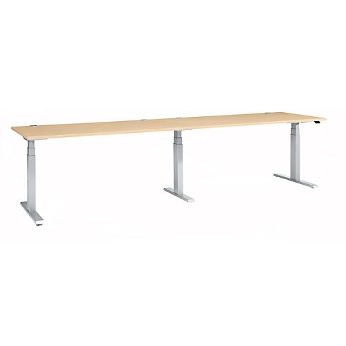 Schäfer Shop Select Schreibtisch ERGO-T 2.0 Big, elektr. höhenverstellbar, Rechteck, T-Fuß, B 3200 x T 800 x H 640-1300 mm, Ahorn/weißalu