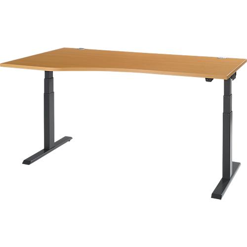 Schäfer Shop Select Schreibtisch ERGO-T 2.0, elektrisch höhenverstellbar, Freiform Ansatz links, T-Fuß, B 1800x H 640-1300 mm, Buche/anthrazit