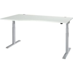Schäfer Shop Select Schreibtisch ERGO-T 2.0, elektrisch höhenverstellbar, Freiform Ansatz links, T-Fuß, B 1800x H 640-1300 mm, lichtgrau/weißalu Schäfer Shop Select Schreibtisch ERGO-T 2.0, elektrisch höhenverstellbar, Freiform Ansatz links, T-Fuß, B 1800x H 640-1300 mm, lichtgrau/weißalu