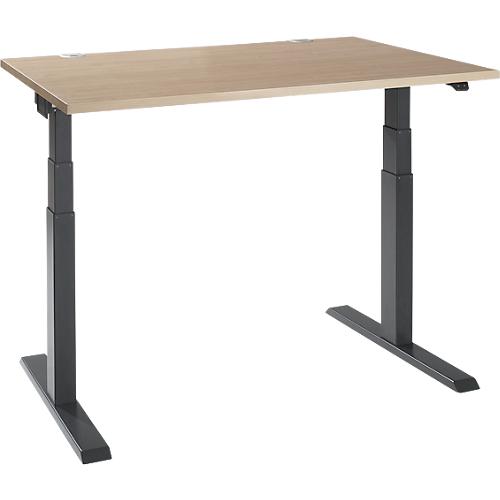 Schäfer Shop Select Schreibtisch ERGO-T 2.0, elektrisch höhenverstellbar, Rechteck, T-Fuß, B 1200 x T 800 x H 640-1300 mm, Eiche-Dekor/anthrazit