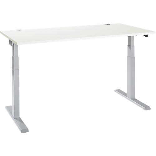 Schäfer Shop Select Schreibtisch ERGO-T 2.0, elektrisch höhenverstellbar, Rechteck, T-Fuß, B 1600 x T 800 x H 640-1300 mm, weiß/weißalu