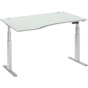 Schäfer Shop Select Schreibtisch ERGO-T, elektrisch höhenverstellbar, Freiform, Ansatz links, T-Fuß, B 1800 x H 640-1300 mm, lichtgrau/weißalu Schäfer Shop Select Schreibtisch ERGO-T, elektrisch höhenverstellbar, Freiform, Ansatz links, T-Fuß, B 1800 x H 640-1300 mm, lichtgrau/weißalu